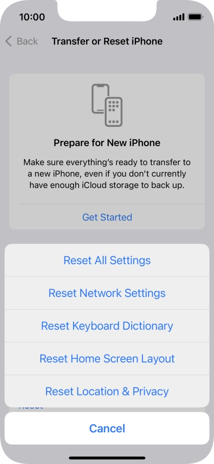 Press Reset All Settings.