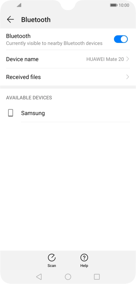 Press the required Bluetooth device and follow the instructions on the screen to pair the device with your phone. Press the required Bluetooth device and follow the instructions on the screen to pair the device with your phone.