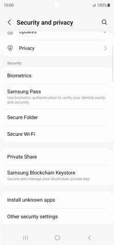 Press Other security settings. Press Other security settings.