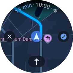 Press the route description icon to return to the directions. Press the route description icon to return to the directions.