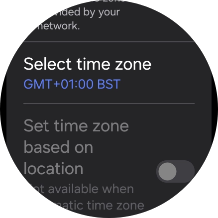 Press Select time zone. Press Select time zone.