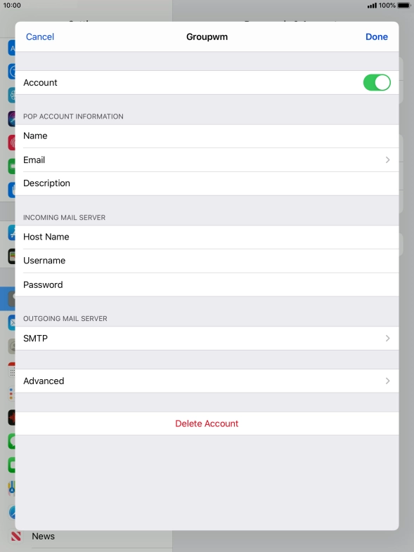 Press SMTP.