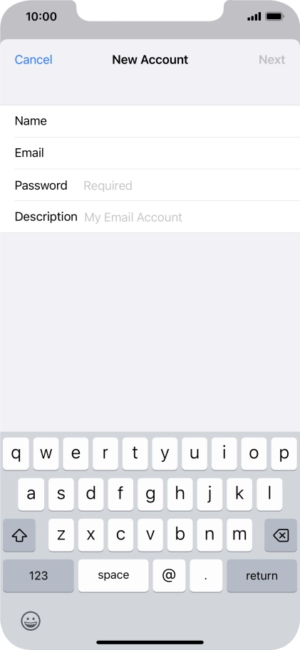 Press Password and key in the password for your email account.
