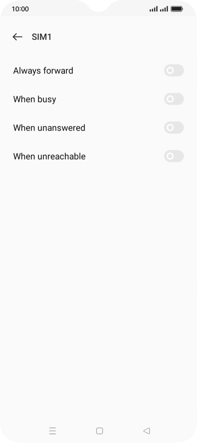Press the indicator next to the required divert type.