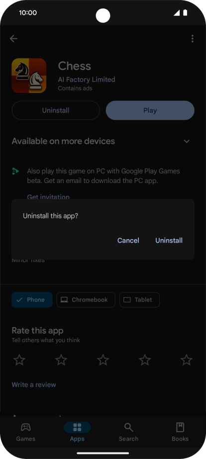 Press Uninstall.