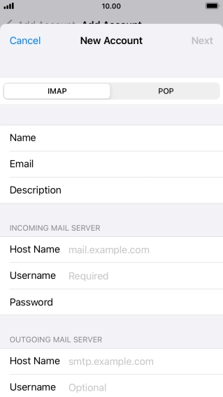 Press IMAP.