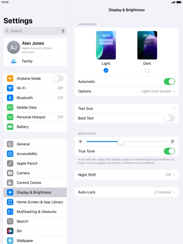 If you turn on the function, press Options and follow the instructions on the screen to select the required period of time for Dark Mode. If you turn on the function, press Options and follow the instructions on the screen to select the required period of time for Dark Mode.