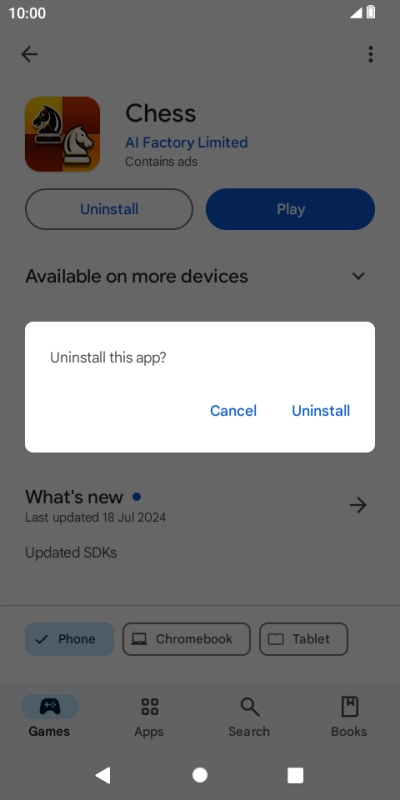 Press Uninstall.