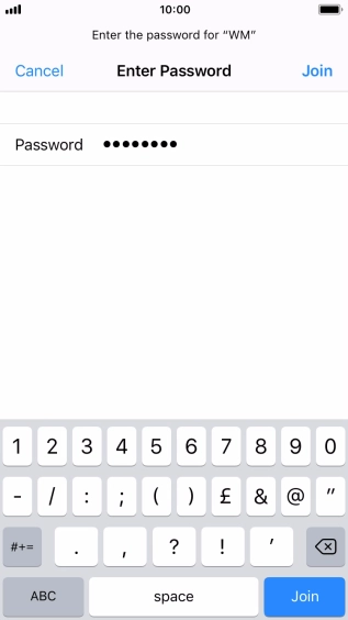Key in the password for the Wi-Fi network and press Join.
