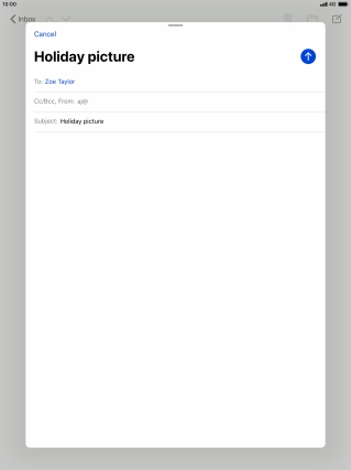 Press the text input field and write the text for your email message.