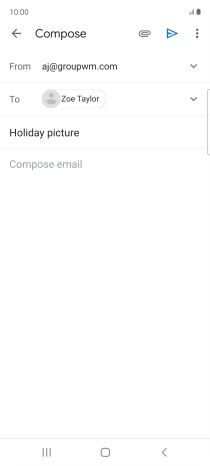 Press the text input field and write the text for your email message. Press the text input field and write the text for your email message.