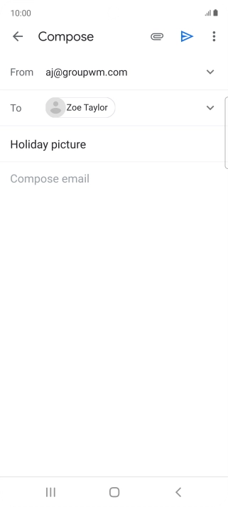 Press the text input field and write the text for your email message. Press the text input field and write the text for your email message.