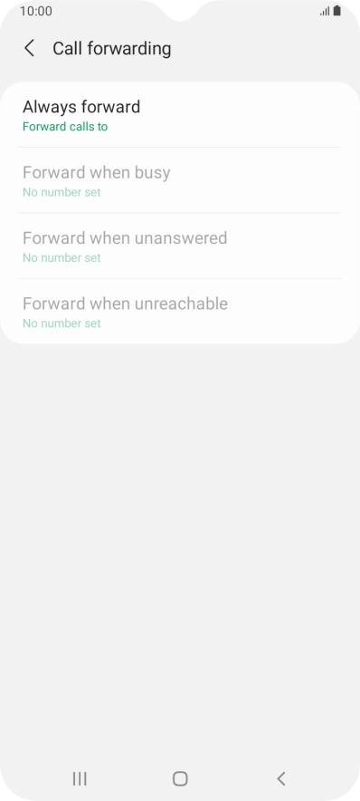 Press the required divert type. Press the required divert type.