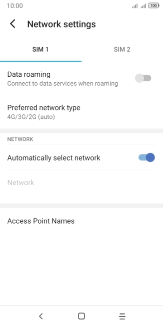 Press Preferred network type.