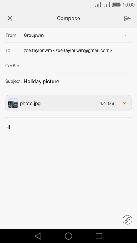 Press the send icon when you've finished your email message. Press the send icon when you've finished your email message.