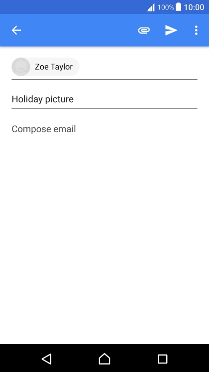 Press the text input field and write the text for your email message.