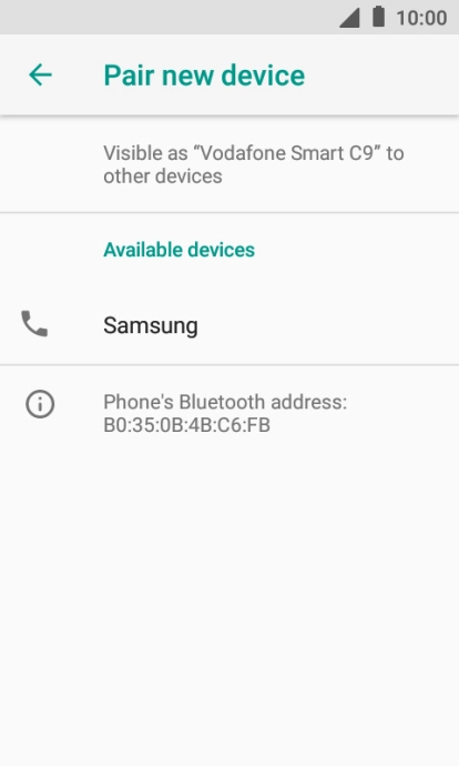 Press the required Bluetooth device and follow the instructions on the screen to pair the device with your phone.