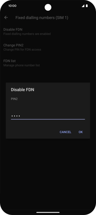 Key in your PIN2 and press OK.