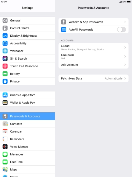 Press the name of the email account you've just set up. Press the name of the email account you've just set up.