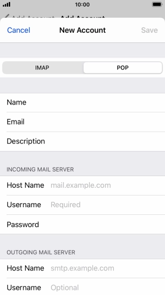 Press Host Name and key in the name of your email provider's incoming server.