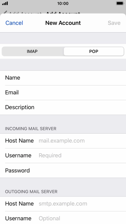 Press Host Name and key in the name of your email provider's incoming server.