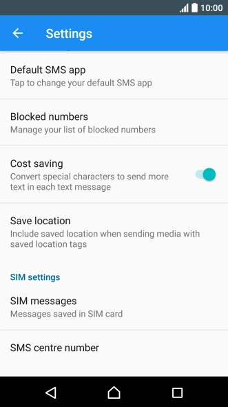 Press SMS centre number.