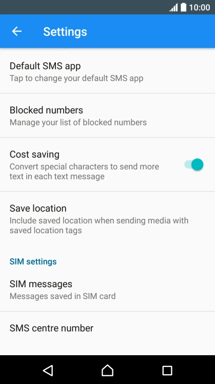 Press SMS centre number.