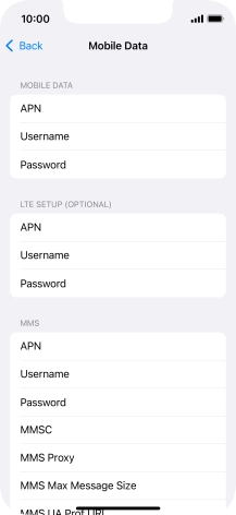 Press APN and key in live.vodafone.com.