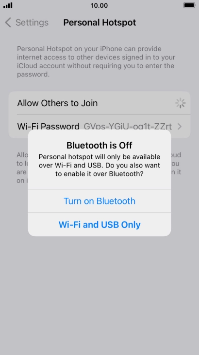 If Wi-Fi is turned on, press Wi-Fi and USB Only.