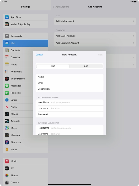 Press IMAP. Press IMAP.