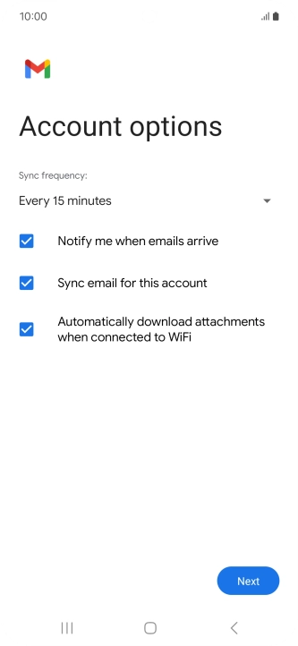If this screen is displayed, you email account has been recognised and set up automatically. Follow the instructions on the screen to key in more information and finish setting up your phone. If this screen is displayed, you email account has been recognised and set up automatically. Follow the instructions on the screen to key in more information and finish setting up your phone.