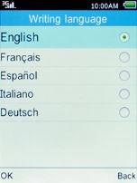 Select the required language and press the Left selection key.
