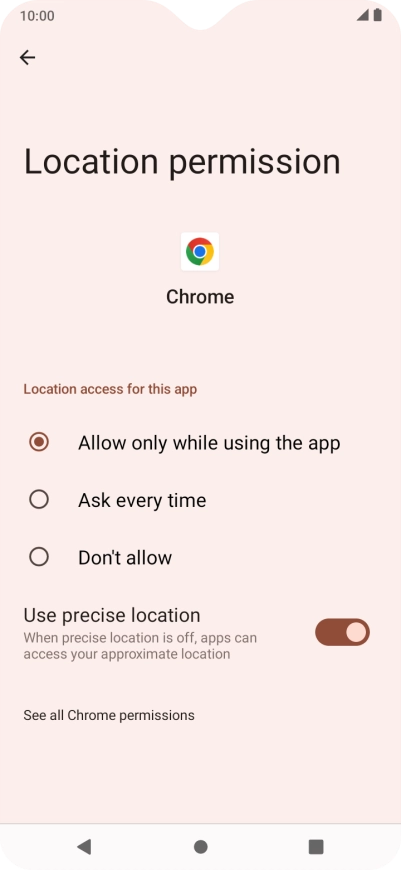 Press the required setting.