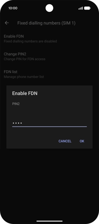 Key in your PIN2 and press OK.