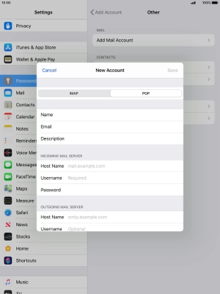 Press Host Name and key in the name of your email provider's incoming server.