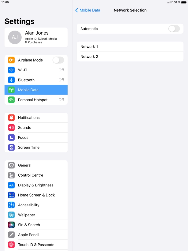 If you turn off the function, press the required network.