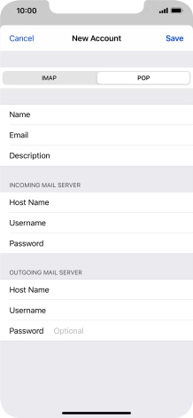 Press Password and key in the password for your email account. Please note that if you're using Vodafone's outgoing server, leave the password field empty.