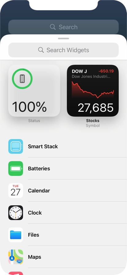 Press the required widget.