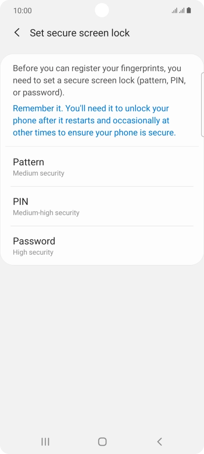 Press the required phone lock code and follow the instructions on the screen to create an additional phone lock code.