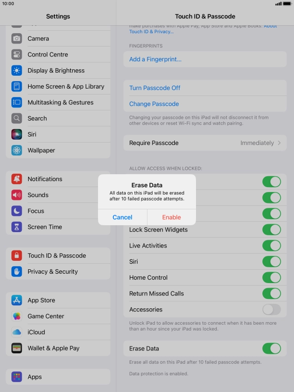 If you turn on the function, press Enable. If you turn on the function, press Enable.