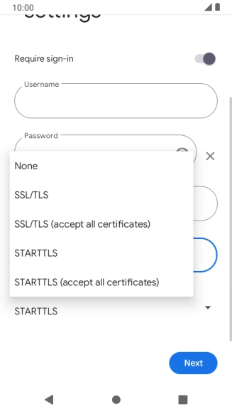 Press SSL/TLS. Press SSL/TLS.