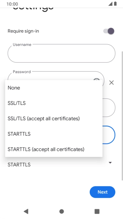 Press SSL/TLS. Press SSL/TLS.