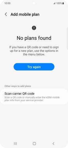 Press Scan carrier QR code. Press Scan carrier QR code.