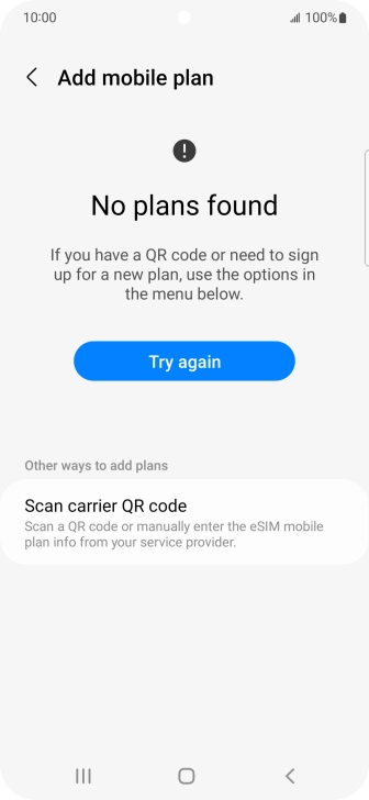 Press Scan carrier QR code. Press Scan carrier QR code.
