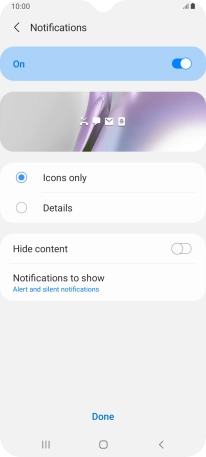 Press the required settings to turn them on or off.