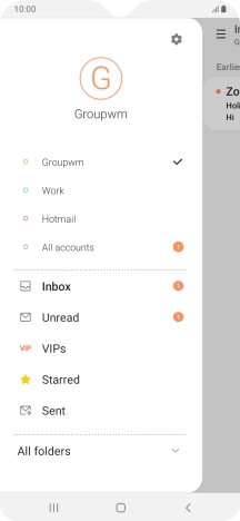 Press the required email account.
