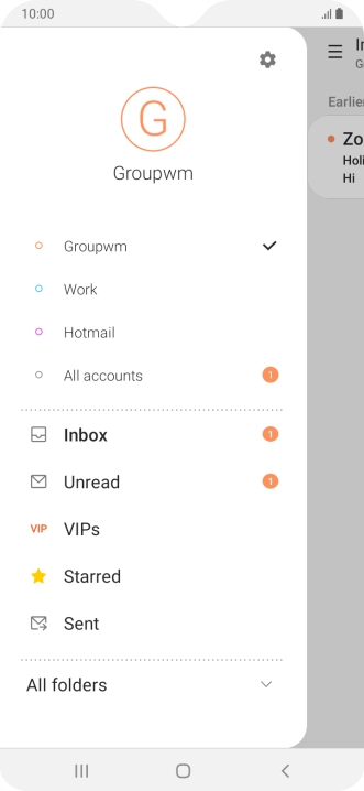 Press the required email account.