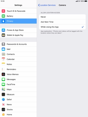 Press the required setting to turn the function on or off.