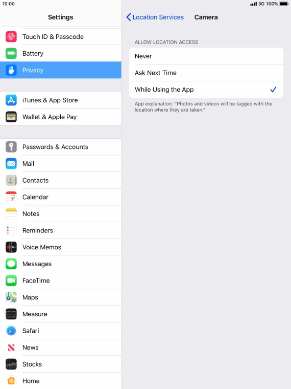Press the required setting to turn the function on or off.