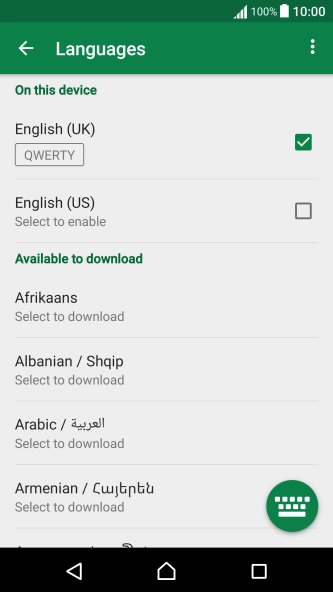 Press the field next to the required language to add it as a writing language.